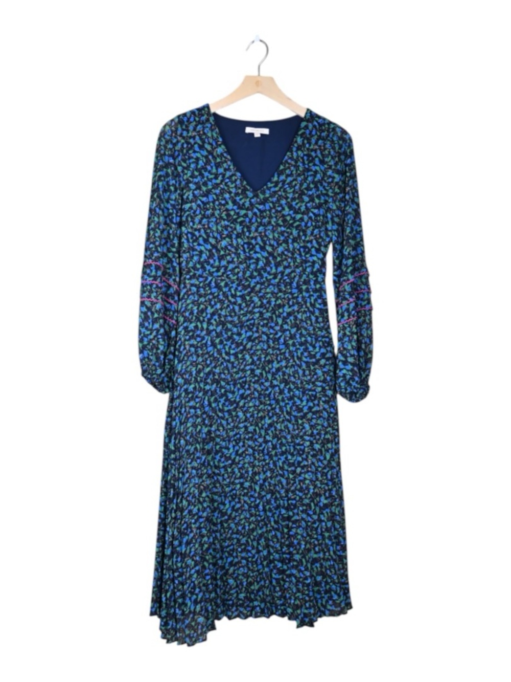 Anthropologie Skies Are Blue Women's XS V-Neck Long Sleeve Lined Midi Dress